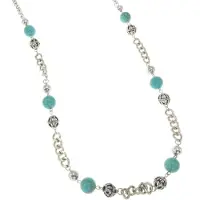 Behave Lange ketting met turkooize half edelsteen kralen – Nikkelvrije modeketting