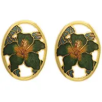 Behave - Oorclips dames - bloemmotief - groen - 2,7 cm