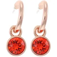 Behave Oorbellen dames – Rosé Goudkleurige Oorringen met Facet Geslepen Kristal Rode Ronde Hanger – Elegant, Nikkelvrij en Tijdloos