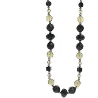 Behave - Ketting Kelly - Modeaccessoire met zwarte en gouden kralen - Lengte 40 cm (+verlengketting 7,5 cm)