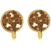Behave - Oorclips dames - bloemmotief - bruin - 1 cm - vintage