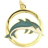 Behave - Hanger dolfijnen blauwgroen emaille - oceaanstijl accessoire