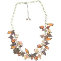 Behave - Ketting goudkleur met hangers bruin, 41 cm