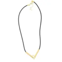 Behave Ketting zwart met V goudkleur – 41 cm