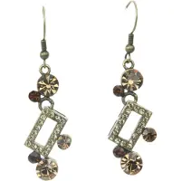Behave - Oorhangers geometrisch met bruine kristalsteentjes - tijdloze elegantie
