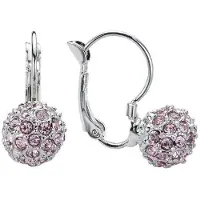 Behave - Oorbellen dames - zilverkleur roze kristallen - cadeautip