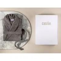 Casilin - Badjas Cadeau voor Hem en Haar in Luxe Geschenkdoos - Voor dames en heren - Maat XL - Fleece & Katoen - Absorberend - Grijs