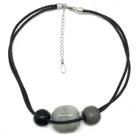 Behave - Ketting - Dames - Zwart - Grijs - Keramiek - Korte Ketting - 43 cm