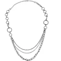 Behave Lange ketting zilverkleurig met ringen – minimalistische boho-stijl 92 cm