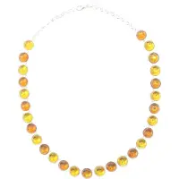 Behave - Ketting dames retro stijl - zilverkleur bruine stenen - 47 cm