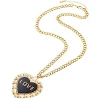 Behave - Lange ketting love met hartvormige hanger en parels - 63 cm