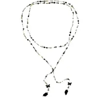Behave - Wikkel ketting dames - Zwart wit zilverkleur - Lang boho - 150 cm