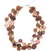 Behave - Korte Schelpenketting Dames Bruin Roze - Zomerse Strandstijl