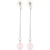 Behave - Lange oorbellen dames - Minimalistisch - Roze natuursteen