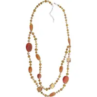 Behave Lange ketting, halfedelsteen, glas, schelp, 80 cm lengte