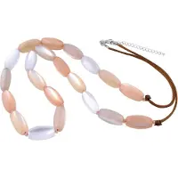 Behave - Lange ketting met kunststof kralen - Licht roze, wit - 90 cm + 7,5 cm verlengketting