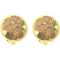 Behave - Oorclips dames - bloemmotief - bruin - 1,5 cm