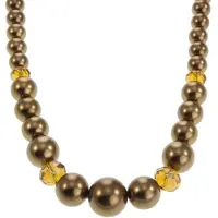Behave - Parelketting - Facet Geslepen Kralen - Bruin en Geel - Zilverkleur