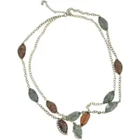 Behave - Gouden ketting met groene en bruine stenen - Nikkelvrij - 45 cm