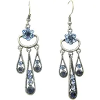 Behave - Oorhangers met bloem en blauwe steen - Romantische look