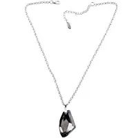 Behave - Korte ketting zilverkleur met geslepen glas hanger - Nikkelvrij - Elegante accessoires
