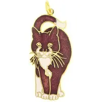 Behave - Hanger kat paars emaille goudkleur - kunstzinnige accessoire