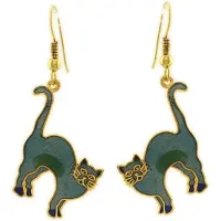 Behave - Oorhangers met kattenhanger blauw groen - Creatieve look