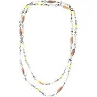 Behave - Lange ketting met bruine, witte en groene kralen - 160 cm