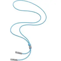 Behave Lange ketting - Licht blauw waxkoord met kristal glassteen
