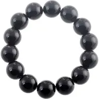 Behave Zwarte rekarmband 14mm bollen, 14-15cm polsomtrek