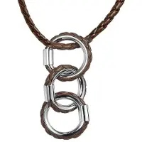 Behave - Ketting Gevlochten Imitatieleer - Met Cirkelvormige Hangers - Bruin