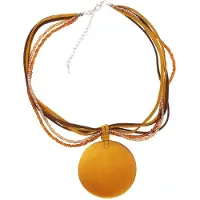 Behave - Ketting Bruin met Ronde Schelp Hanger - 45 cm