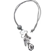 Behave - Lange grijs kleurige ketting met keramieken hanger - Mode-accessoire voor elke gelegenheid