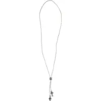 Behave - Witte leren look ketting lang - Glaskristal modern basic