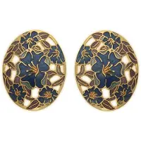 Behave - Oorringen dames - bloemmotief - blauw - 2,7 cm