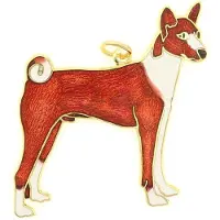 Behave - Hanger hond basenji rood wit emaille goudkleur - dierenstijl