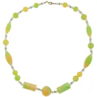 Behave - Ketting - Kralenketting - Geel - Groen - Wit - Goud kleur - Dames - 60 cm