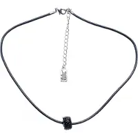 Behave - Ketting Imitatieleer - Hanger met Steentjes - 39 cm