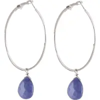 Behave Oorbellen - oorringen - zilver kleur - blauw - natuurstenen hanger - 7cm