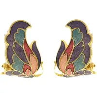 Behave - Oorclips dames - vlindermotief - paars en roze en blauw