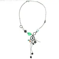 Behave Dames Ketting Zilver Kleur met Hanger en Blauwe Details 56,5 cm – Nikkelvrij Handgemaakt