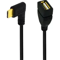 Dolphix USB-C (m) haaks (links/rechts) naar USB-A (v) adapter - USB2.0 / zwart - 0,25 meter