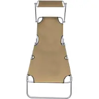 The Living Store Living Store inklapbare ligstoel met zonnescherm, stalen frame, taupe kleur