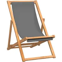 The Living Store Living Store Strandstoel, inklapbaar, massief hout, teak, grijs
