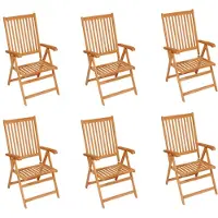 The Living Store : 6 tuinstoelen met beige kussens, gemaakt van massief teakhout
