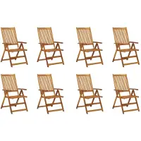The Living Store Tuinstoelen - Hout - Acaciahout - Vintage look - 5 standen - Inklapbaar - Set van 8 - Inclusief