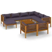 The Living Store Living Store loungeset voor de tuin, 10-delig, met kussens, gemaakt van massief acaciahout