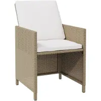 The Living Store Tuinstoelen en Voetenbanken - Beige PE Rattan - Waterbestendig - Gemakkelijk Schoon Te Maken -