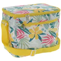Excellent houseware Kleine koeltas voor lunch Tropical Flowers geel/creme 30 x 20 x 25 cm 12 liter - Koeltas