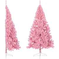 vidaXL Kunstkerstboom met standaard half 240 cm PVC roze